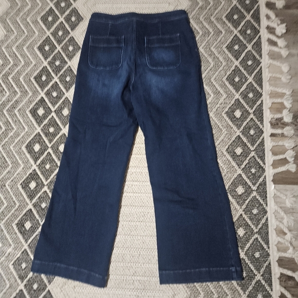 LC Lauren Conrad Wide Leg Super High Rise Trouser Dark Blue Jeans - Picture 5 of 15